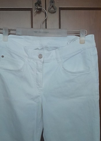 Beyaz Normal Kesim Denim Kadın Pantolon - Görsel 3