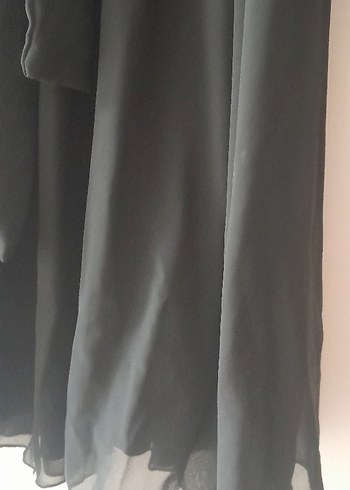 Siyah şifon Uzun Drapeli Kadın Elbise - Görsel 5