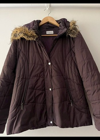 mor renk Kürklü Kadın Kışlık Mont - Görsel 3