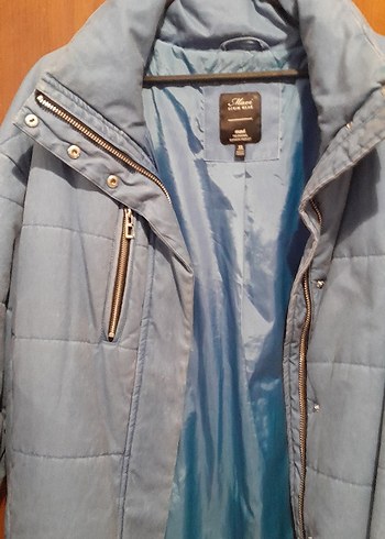 maviKadın Midi Boy Fermuarlı Kış Montu oversize - Görsel 3