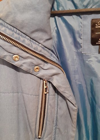 maviKadın Midi Boy Fermuarlı Kış Montu oversize - Görsel 5