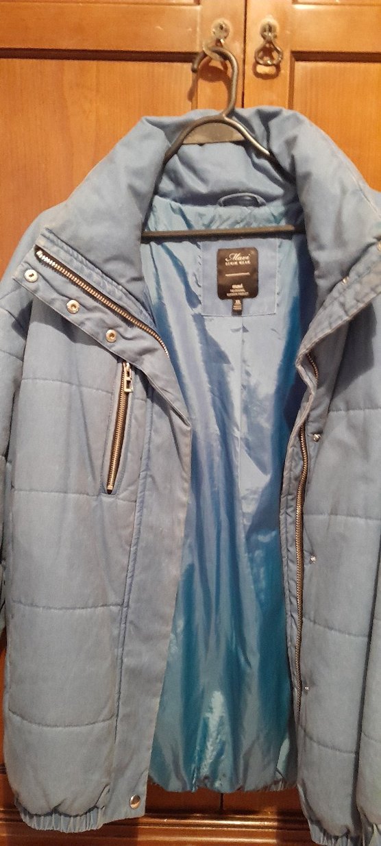 maviKadın Midi Boy Fermuarlı Kış Montu oversize - Görsel 3