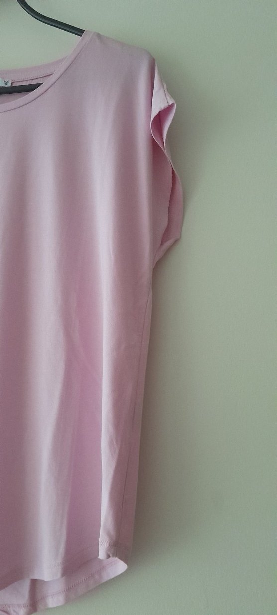 Pembe Kadın Kısa Kollu Basic Tişört - Görsel 2