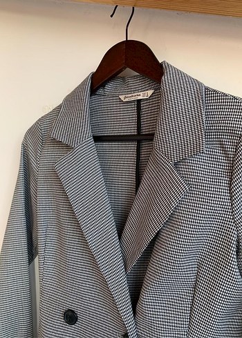 Stradivarius Gri Ekose Desenli Ceket Elbise - Görsel 2