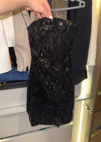 Zara Siyah Pullu kadife elbise - Görsel 2