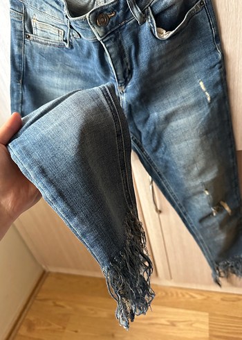 Kadın Mavi Bol Kesim Midi Kot Pantolon - Görsel 2