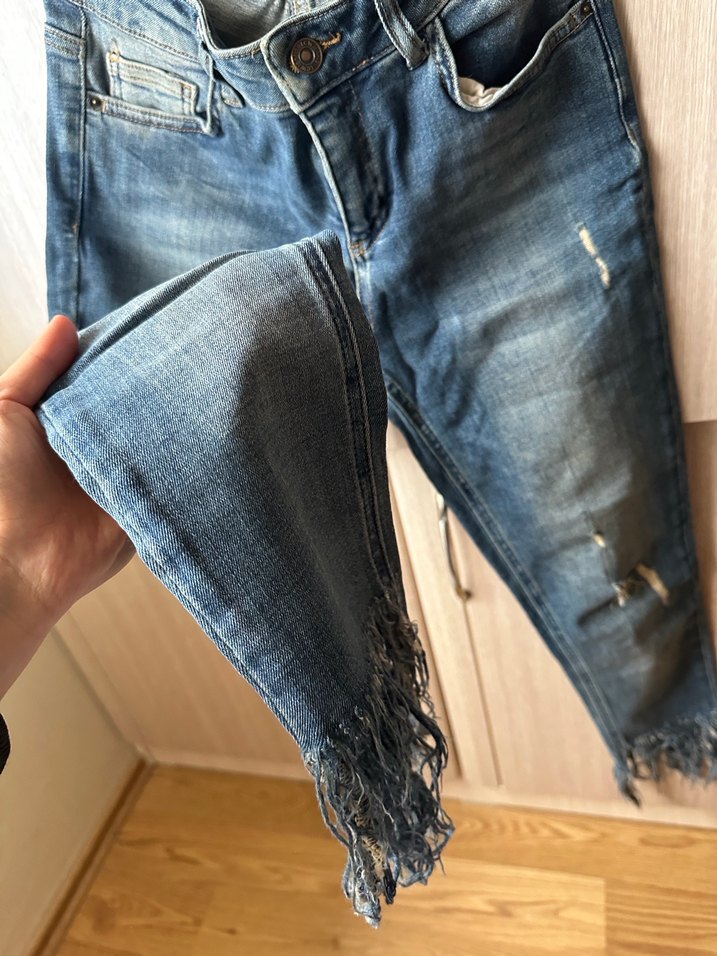 Kadın Mavi Bol Kesim Midi Kot Pantolon - Görsel 2