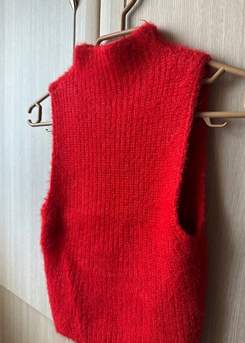 Kırmızı Yüksek Yaka Örgü Kadın Süveter - Görsel 2