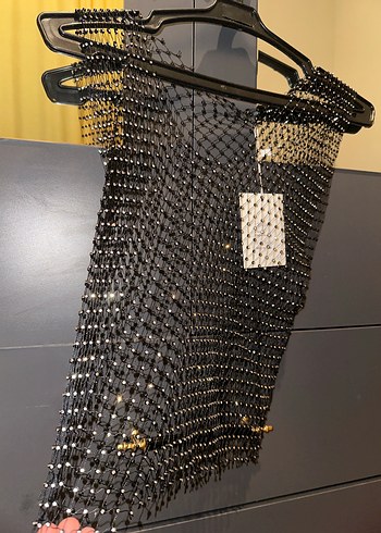 Zincir Detaylı Siyah Halter Yaka Büstiyer - Görsel 3