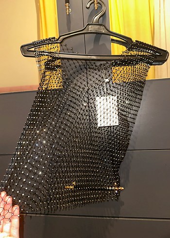 Zincir Detaylı Siyah Halter Yaka Büstiyer - Görsel 4