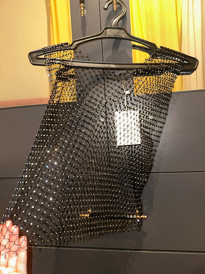 Zincir Detaylı Siyah Halter Yaka Büstiyer - Görsel 4