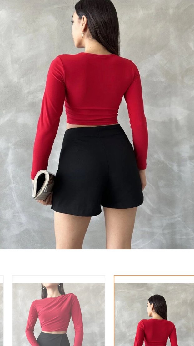 kırmızı crop body - Görsel 2