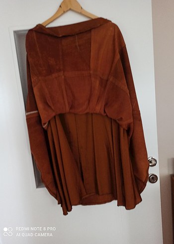 Kahverengi Süet Midi Uzun Bohem Etek ve yelek - Görsel 9