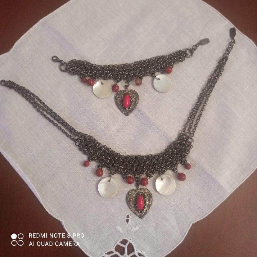 otantik Kırmızı Taşlı  Kadın Kolye ve bileklik. - Görsel 3