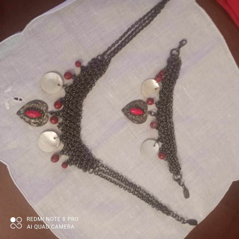 otantik Kırmızı Taşlı  Kadın Kolye ve bileklik. - Görsel 5