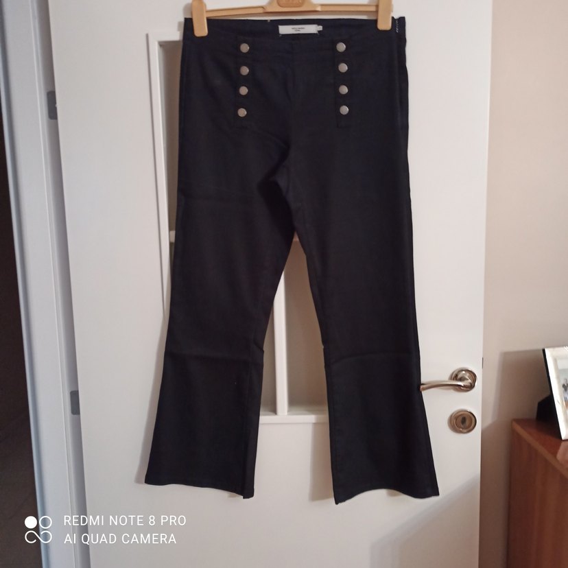 Siyah önü  düğmeli Kadın  Pantolon yandan fermuarlı vero moda . - Görsel 2