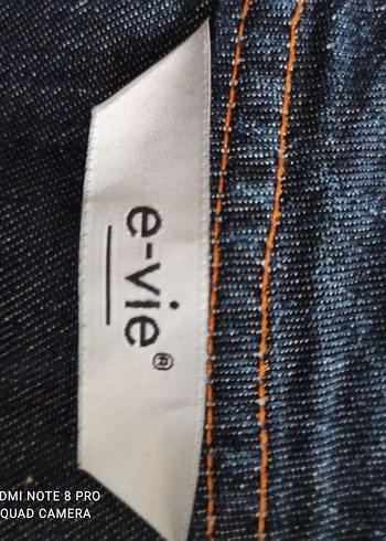 Nakışlı Lacivert Biker Kot Ceket - Görsel 6