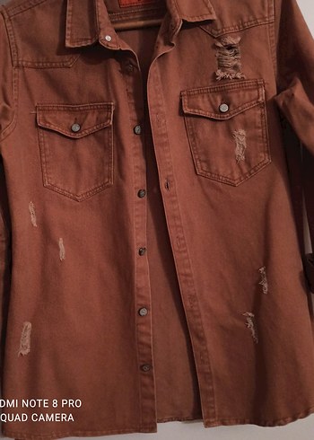 Düğmeli Kahverengi Kot Kadın - Görsel 6