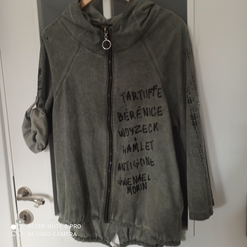 haki  Kadın Keten Fermuarlı Ceket - Görsel 5