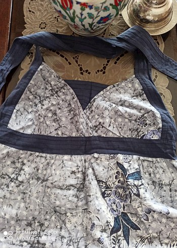 Gri Batik Desenli Uzun Kadın elbise - Görsel 5