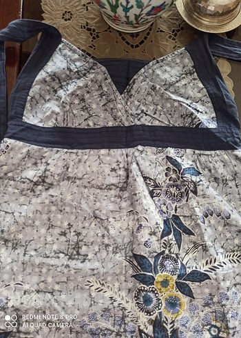 Gri Batik Desenli Uzun Kadın elbise - Görsel 6