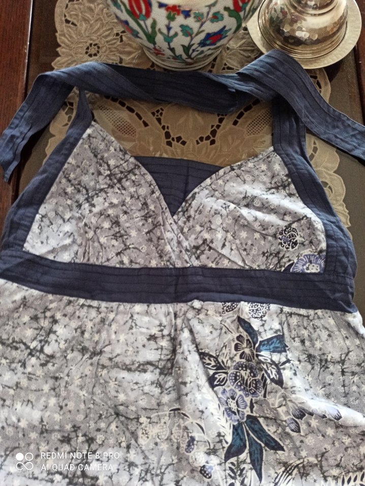 Gri Batik Desenli Uzun Kadın elbise - Görsel 5