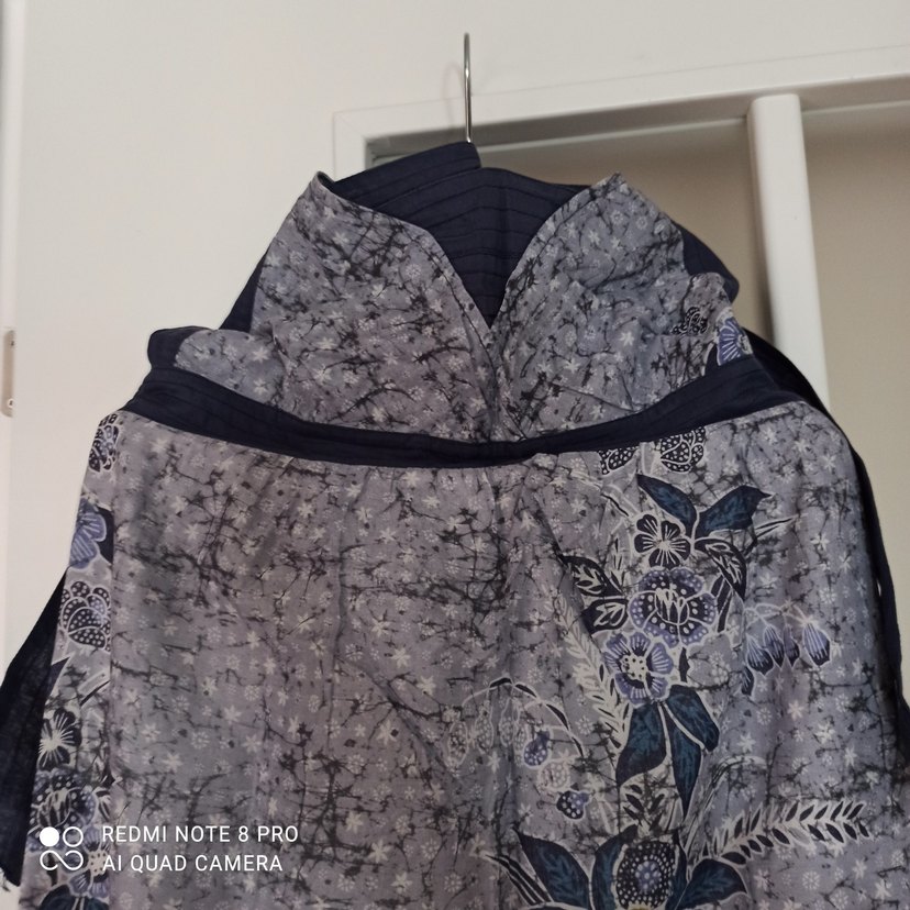 Gri Batik Desenli Uzun Kadın elbise - Görsel 2