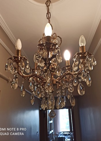 Altın Renkli Kristal Avize - Görsel 8