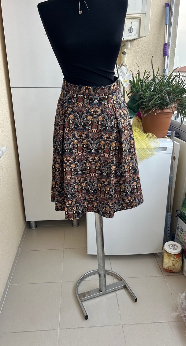 Kahverengi Bohem Desenli Mini Etek - Görsel 2