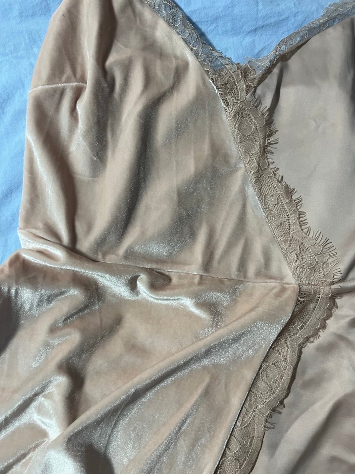 Bej Parlak Midi Bohem Kadın Elbise - Görsel 2