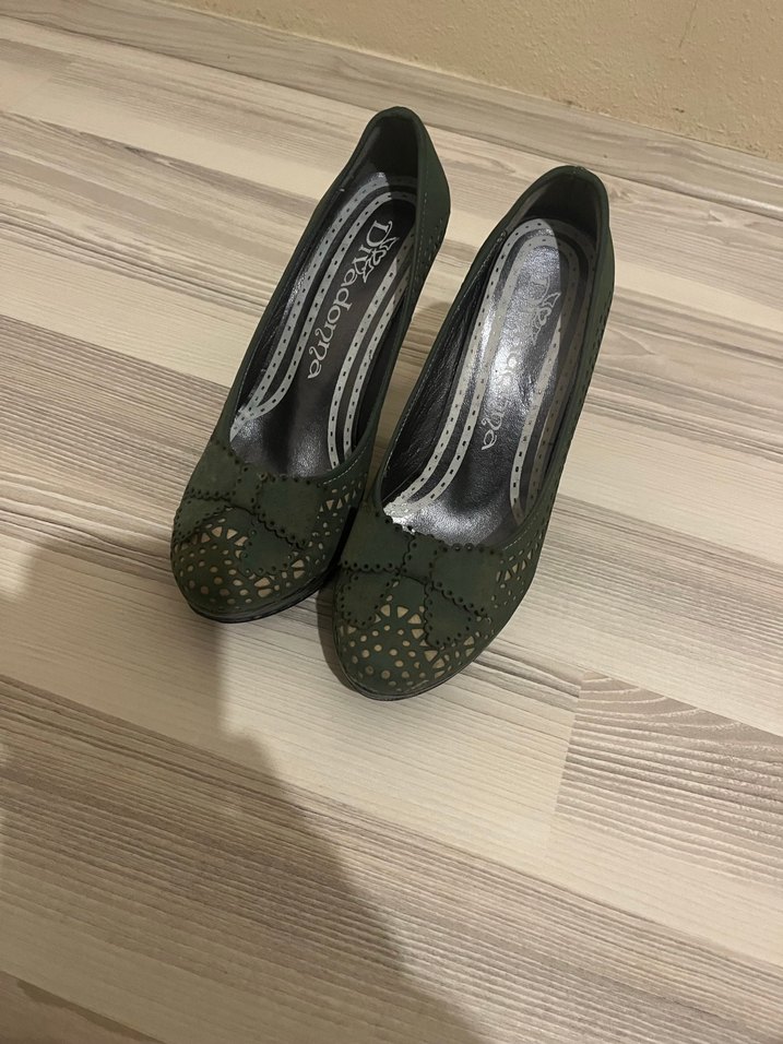 Dantel Detaylı Yeşil Platform Topuklu Kadın Ayakkabı - Görsel 3