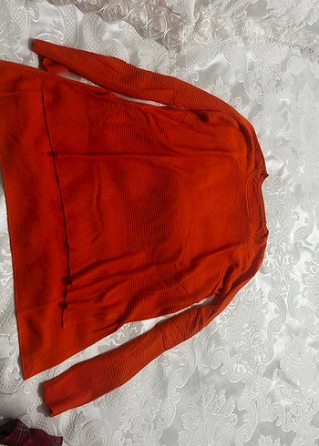 Kırmızı Triko Kadın Kazak - Görsel 2