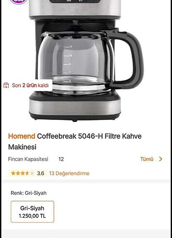 Homend filtre kahve Makinesi Tertemiz