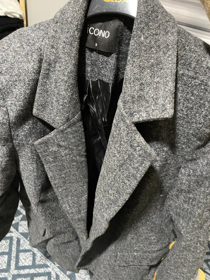 Gri Düğmeli Midi Yün Ceket - Görsel 3