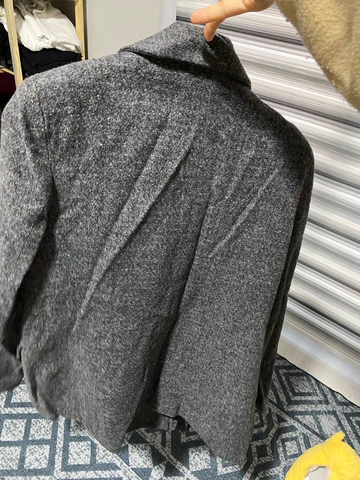 Gri Düğmeli Midi Yün Ceket - Görsel 2