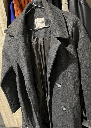 Gri Çift Düğmeli Kaban - Görsel 2