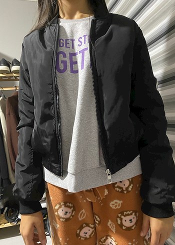 Siyah Fermuarlı Kadın Ceket - Görsel 6