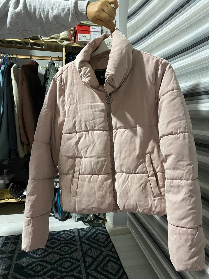 Bej Kadın Midi Boy Kışlık Mont - Görsel 2