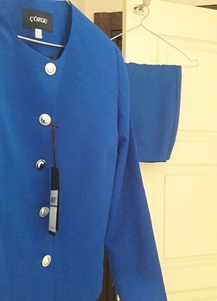saks mavi etek ceket takım
