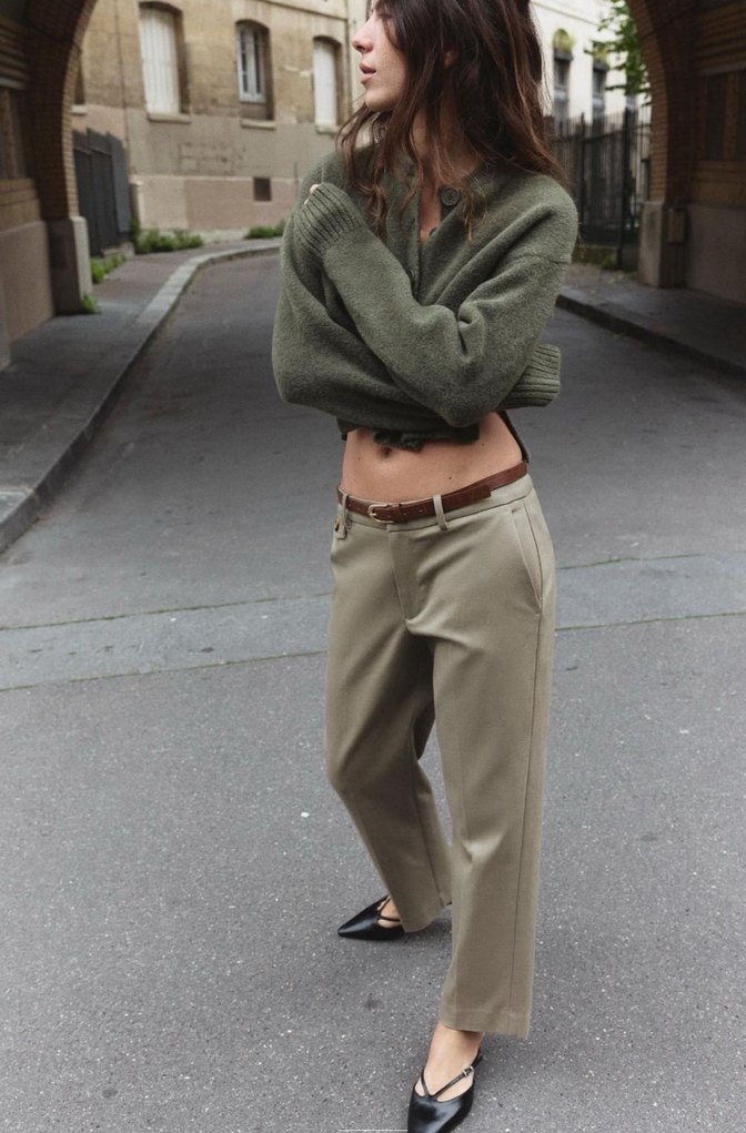 Kadın Haki Regular Fit Cigarette Pantolon - Görsel 3