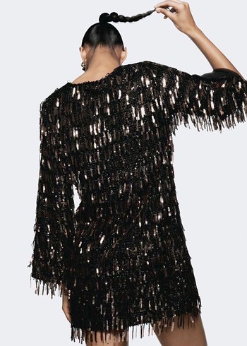 Zara Payetli  Elbise - Görsel 5