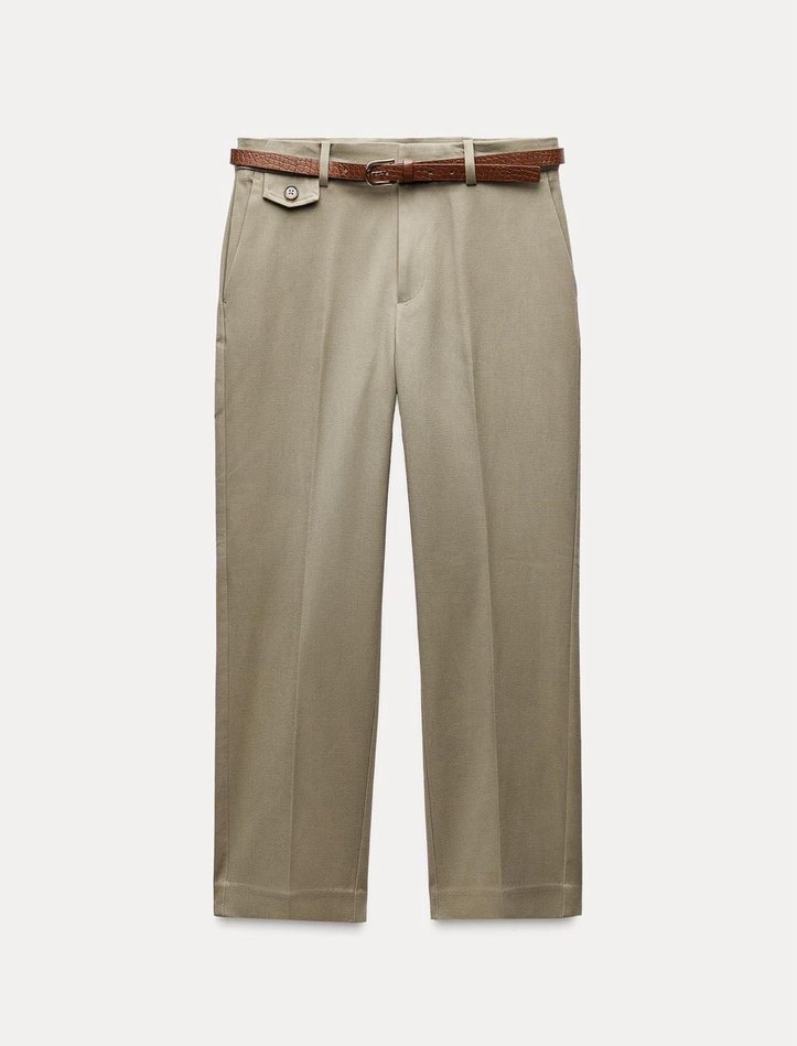 Kadın Haki Regular Fit Cigarette Pantolon - Görsel 3