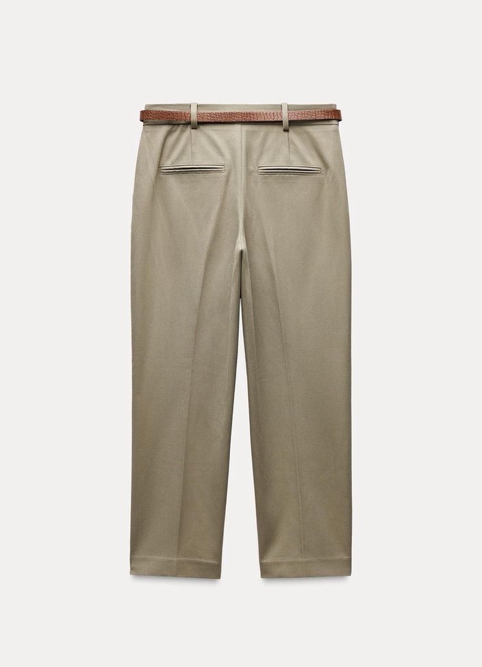 Kadın Haki Regular Fit Cigarette Pantolon - Görsel 4