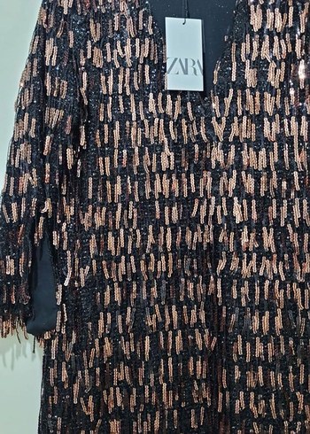 Payetli  V Yakalı Elbise - Görsel 6