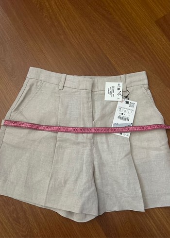 Bej Keten şort - Görsel 4