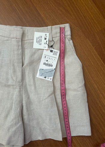 Bej Keten şort - Görsel 6