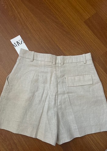 Bej Keten şort - Görsel 7