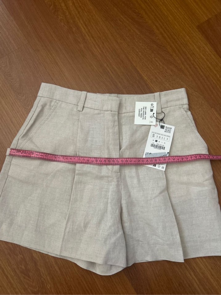 Bej Keten şort - Görsel 4