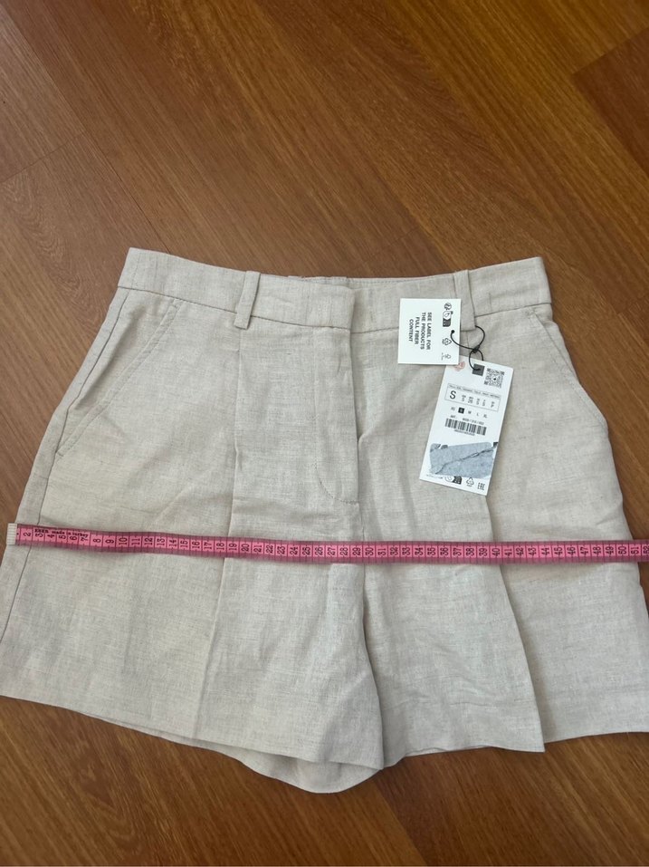 Bej Keten şort - Görsel 5