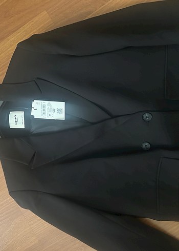 Cep Detaylı Kruvaze Yaka Oversize Siyah Blazer Ceket - Görsel 6